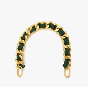 NEW CLARE V. women's grosgrain curb chain shortie bag strap in evergreen